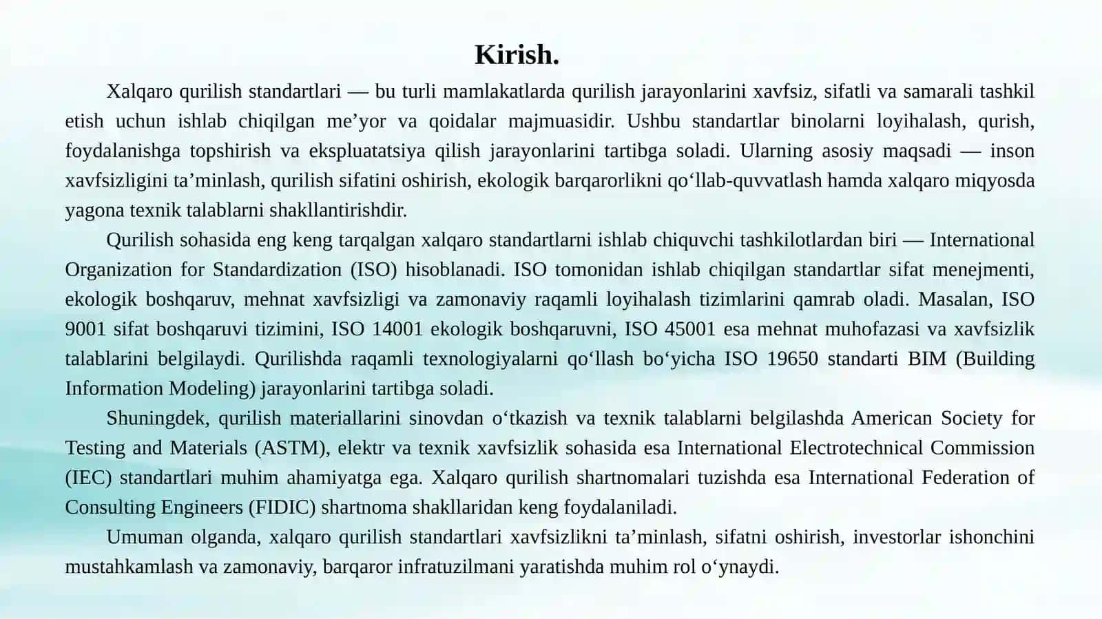Xalqaro qurilish standartlari haqida umumiy tushuncha 3