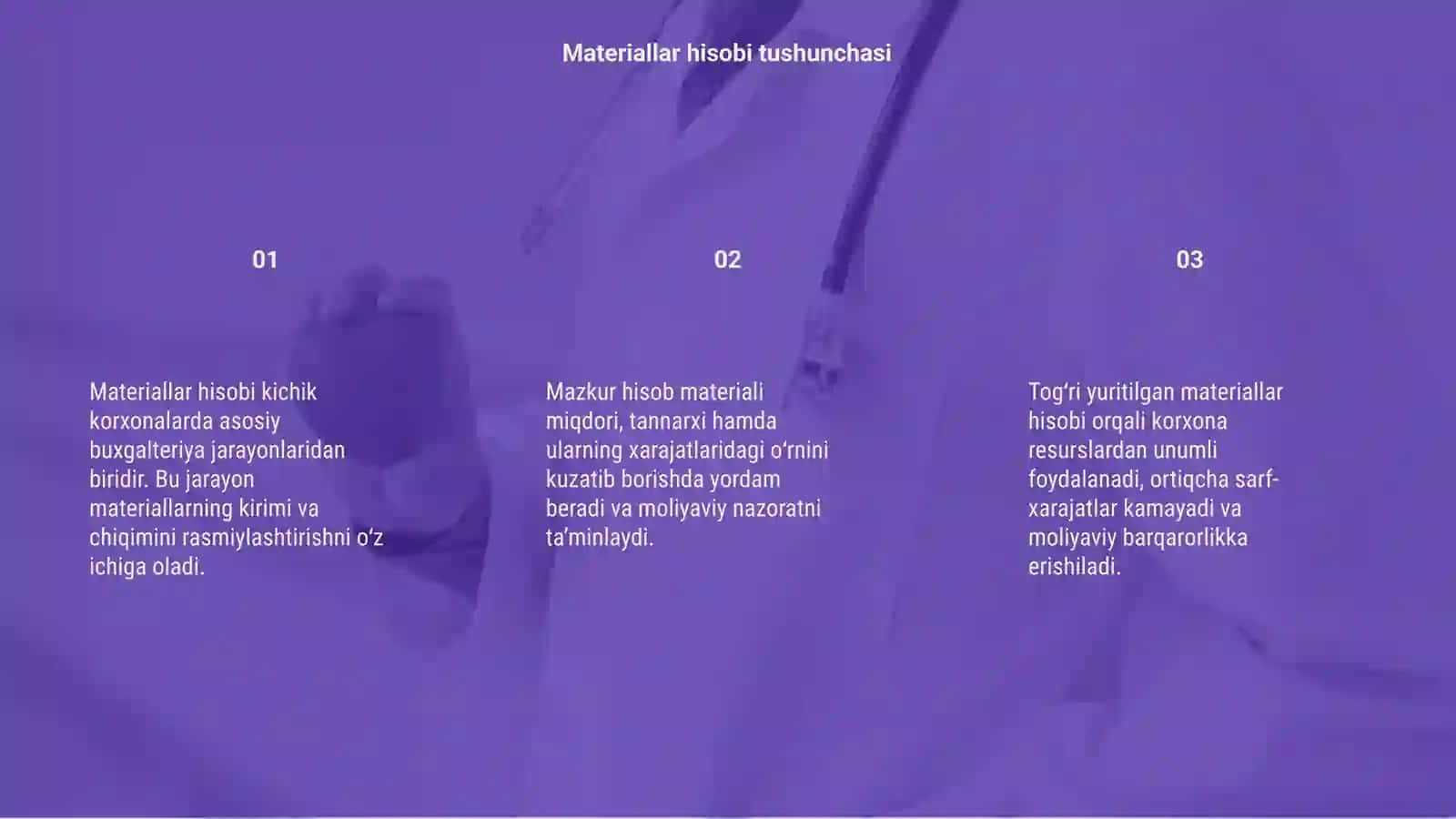Materiallar hisobi kichik korxonalarda 3