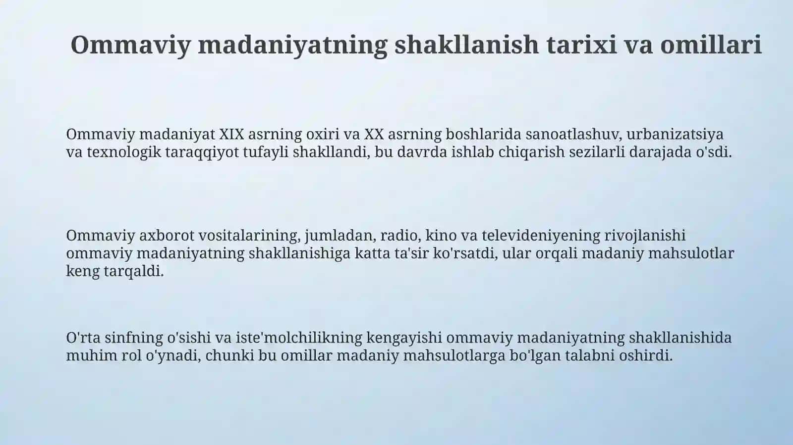 Ommaviy madaniyatning shakllanish tarixi va uning turlari 3