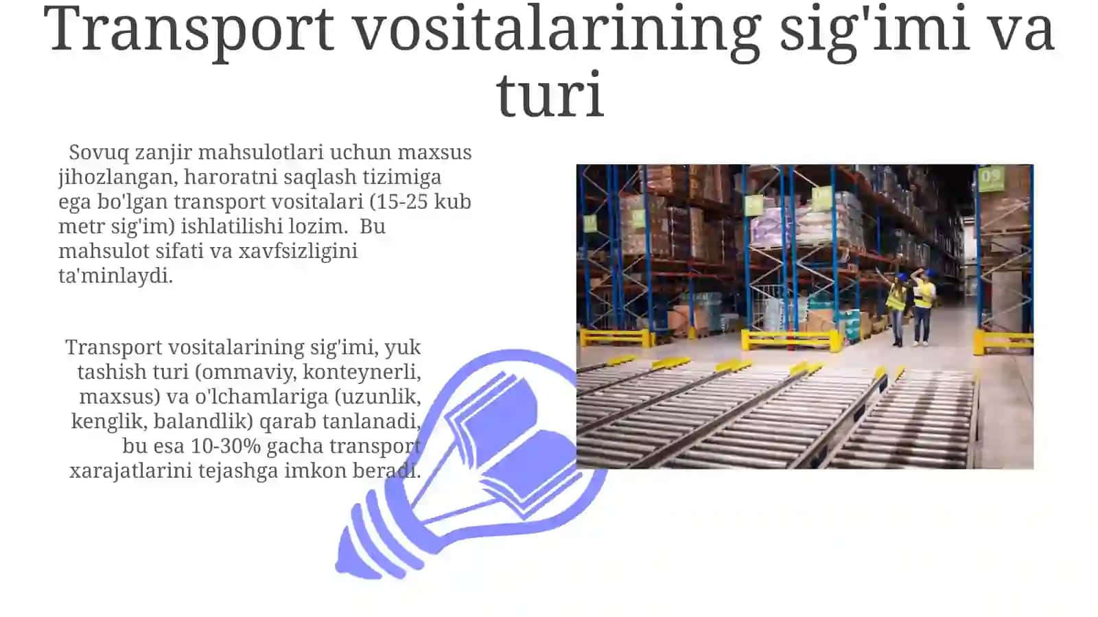 Transport vositalarining sig'imi va turi 3
