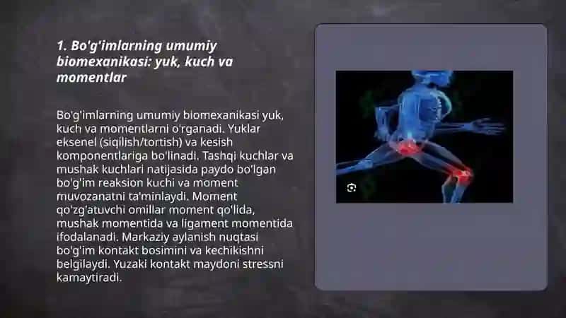 Bo'g'imlarning biomexanikasi.Birlashmalarning rentgenanatomiyasi 3