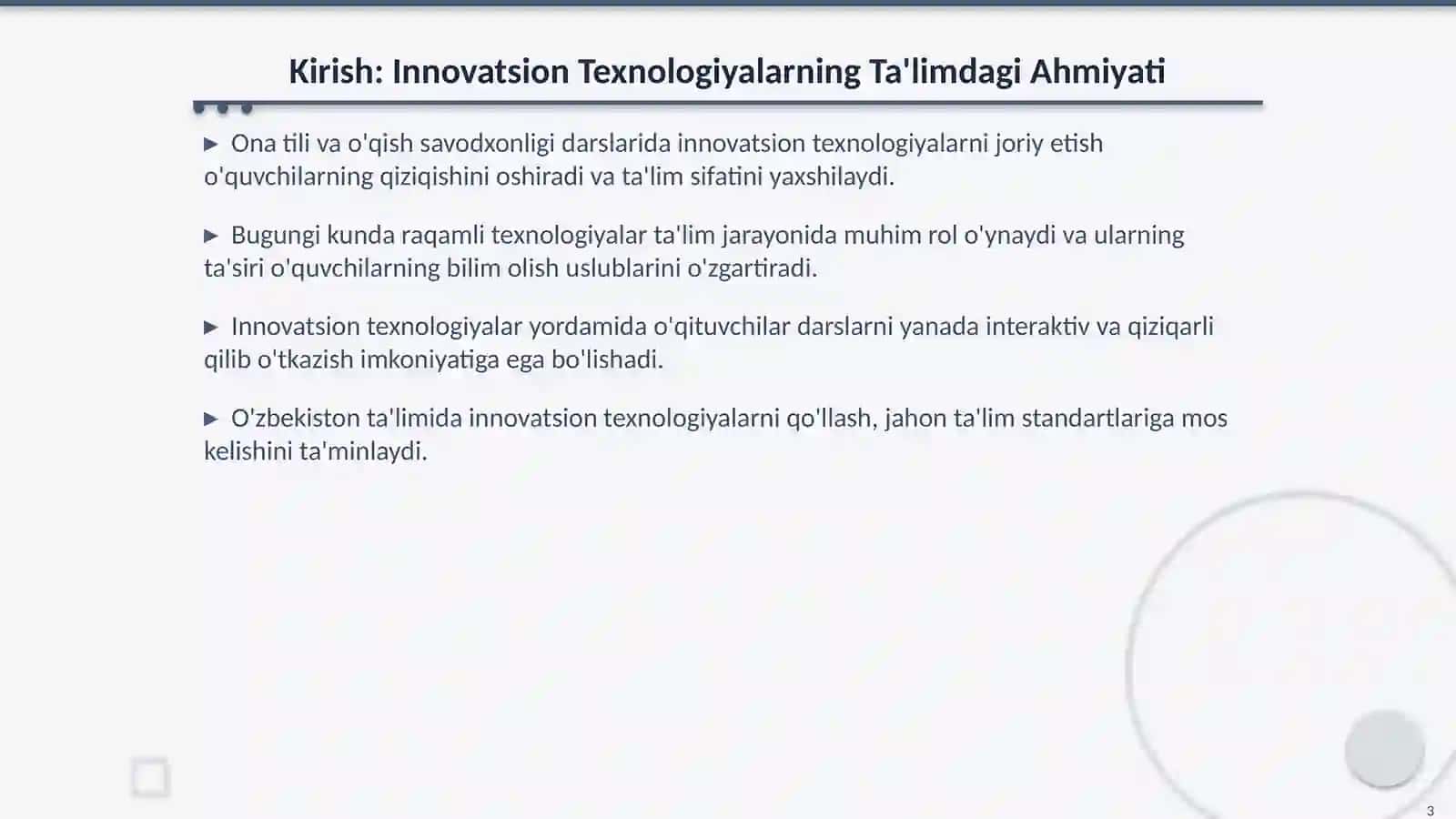Boshlang’ich Sinf Ona Tili va Oʻqish Savodxonligi Darslarida Innovatsion Texnologiyalar 3