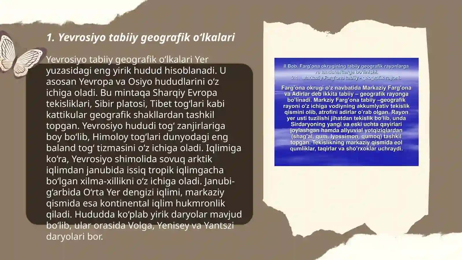 Yevrosiyo tabiiy geografik o‘lkalari jadvalini ishlash 3