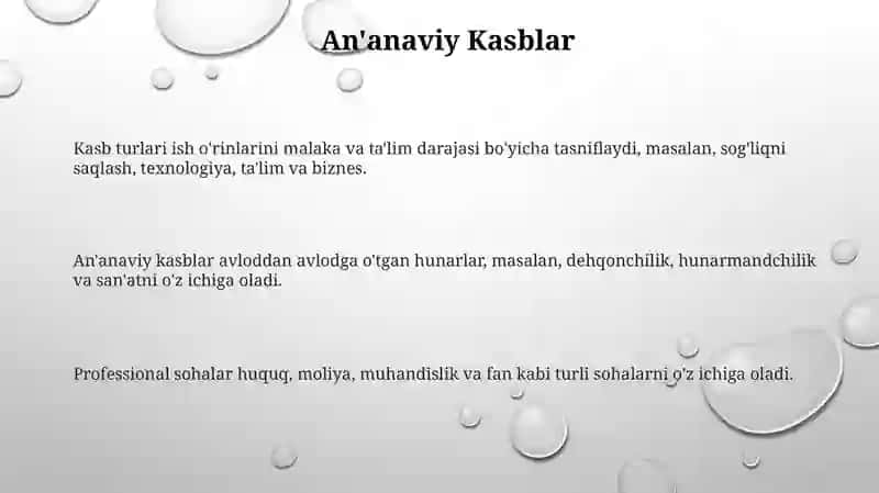 Kasb turlari taqdimot 3