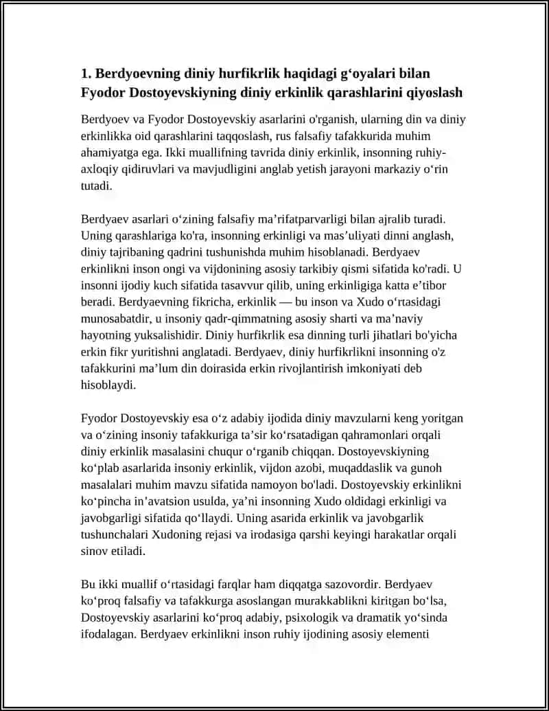 Berdyoevning Diniy Hurfikrlik Haqidagi Gʻoyalar Bilan Qiyoslash 3