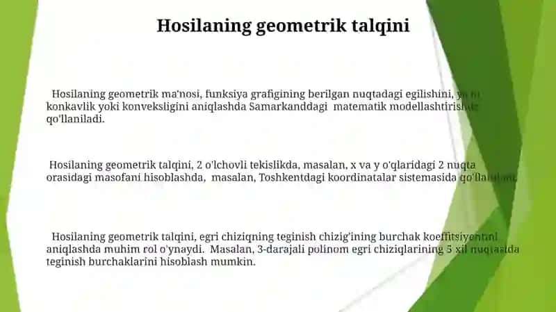 Hosilaning geometrik va mexanik tadbiqlari 3