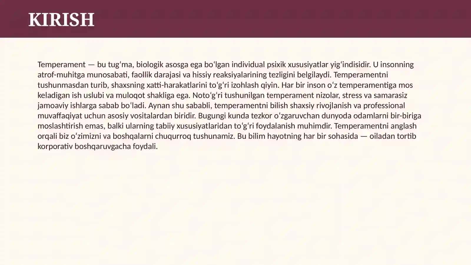 TEMPERAMENT HAQIDA 3