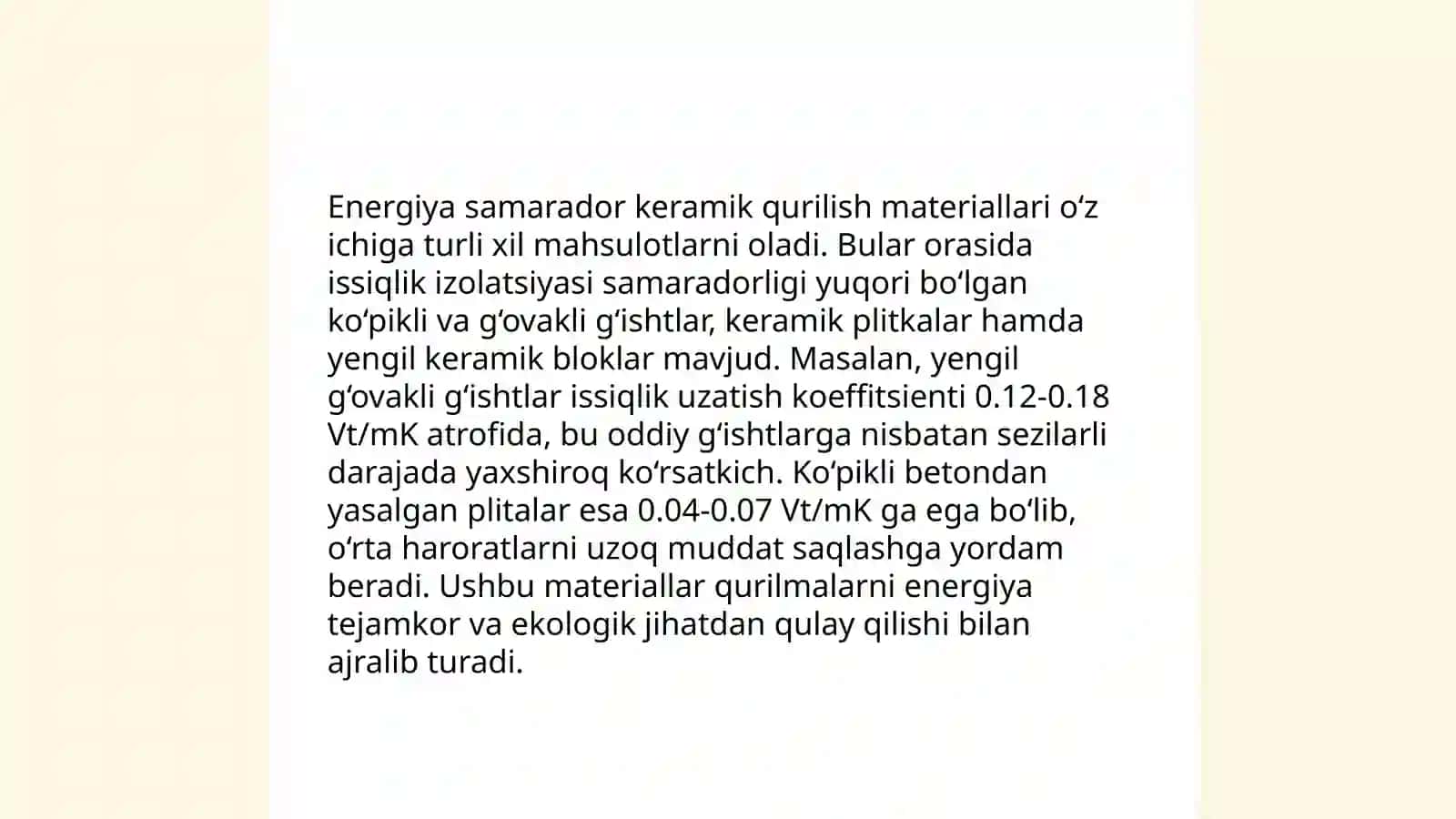 Energiya samarador keramik qurilish materiallari va buyumlari nomenklaturasi 3