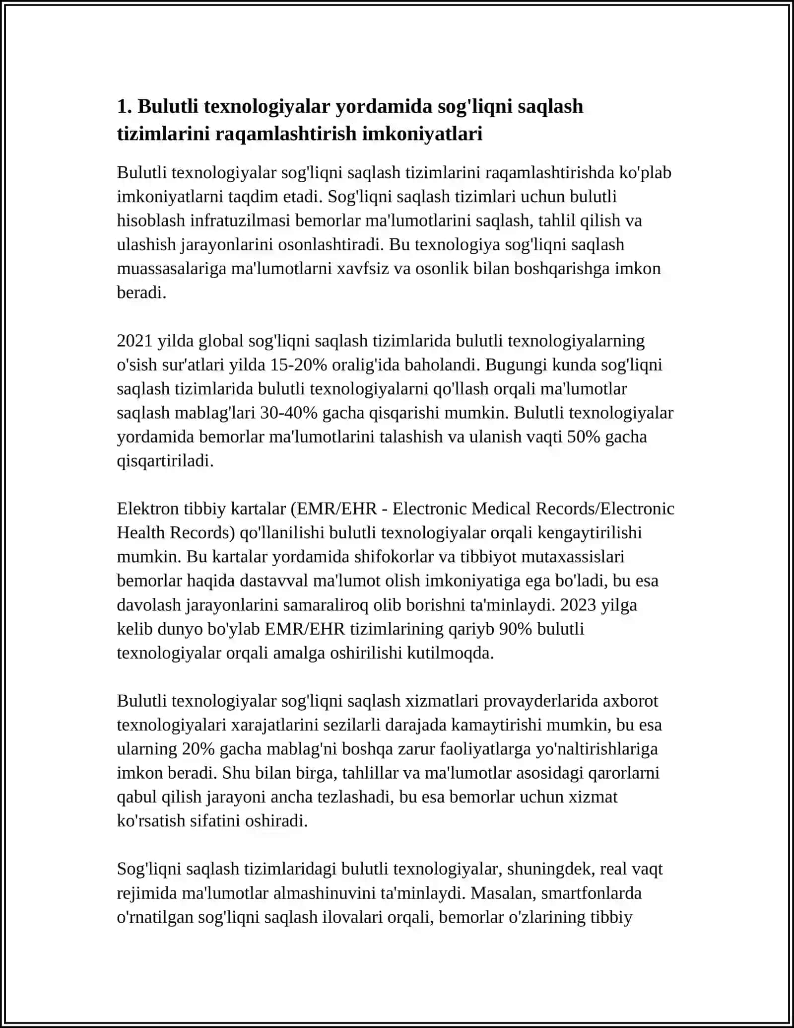 HAR XIL FAOLIYAT SOHALARIDA BULUTLI TENOLOGIYALARDAN FOYDALANISH IMKONIYATLARI 3