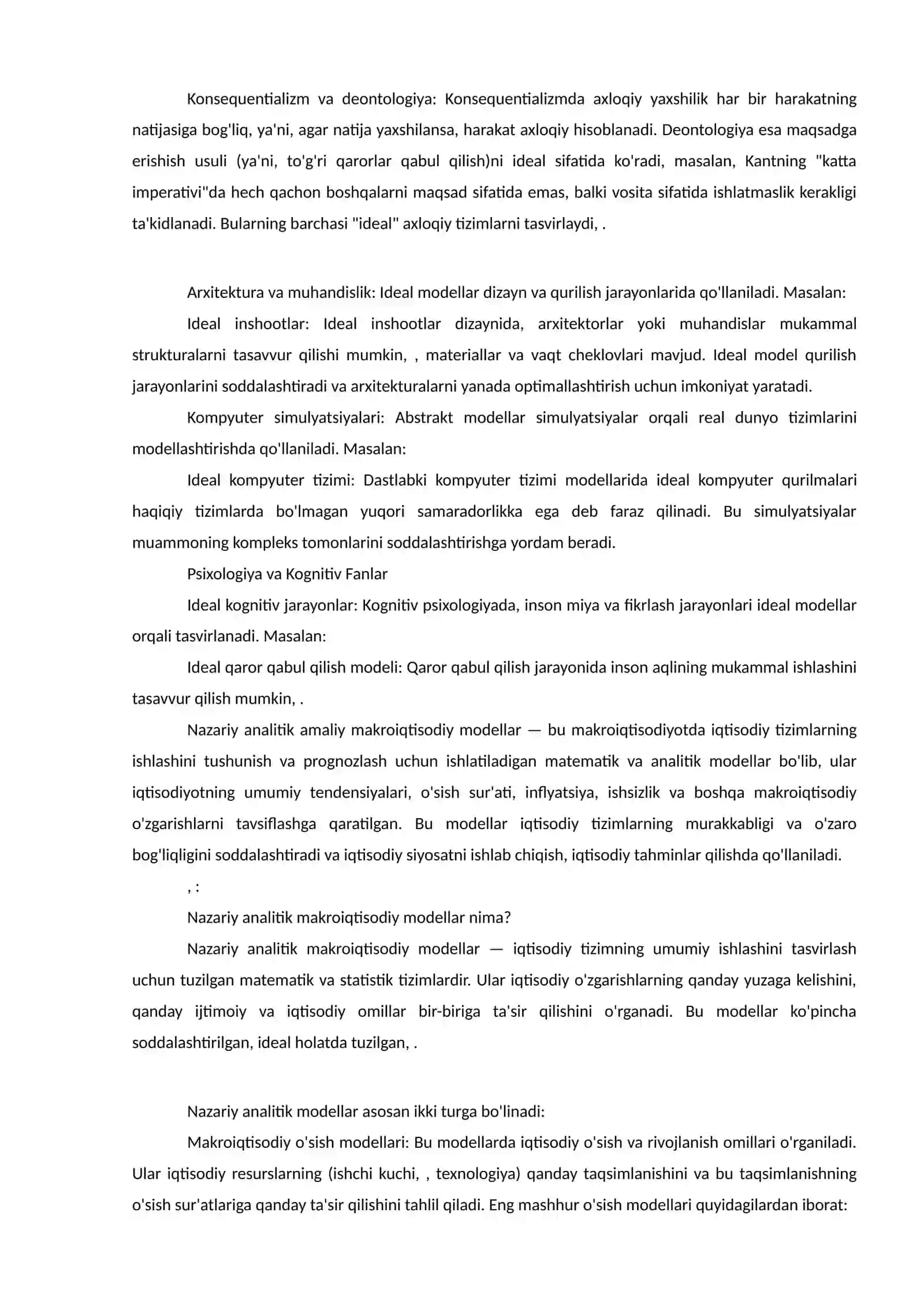 Nazariy- analitik,, makroiqtisodiy va mikroiqtisodiy modellarga ta'rif bering 3