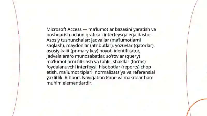 RMBBT-Microsoft Access tizimini o‘rganish 3