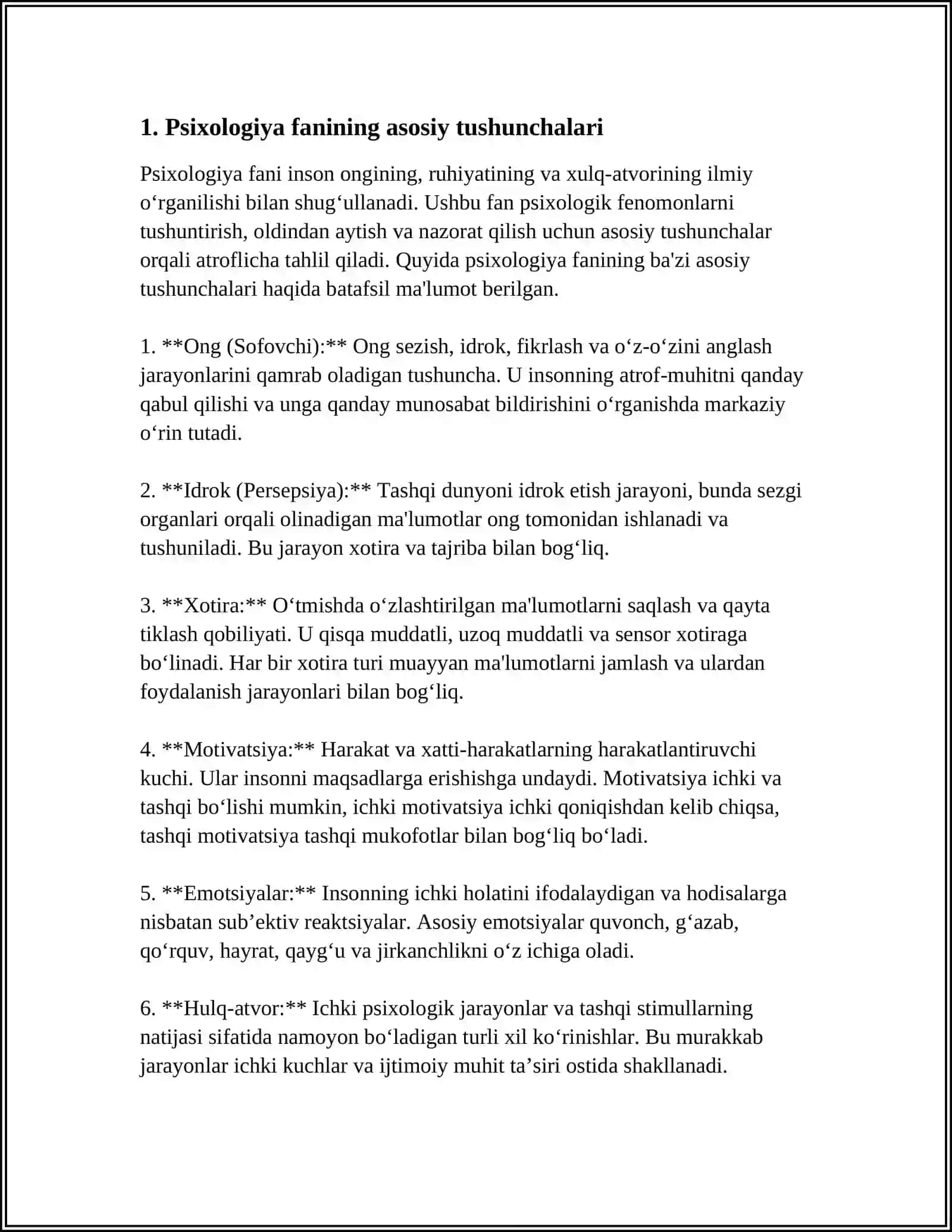 PSIXOLOGIYA FANINING PREDMETI PSIXOLOGIYA FANINING MAQSAD VA VAZIFALARI 3