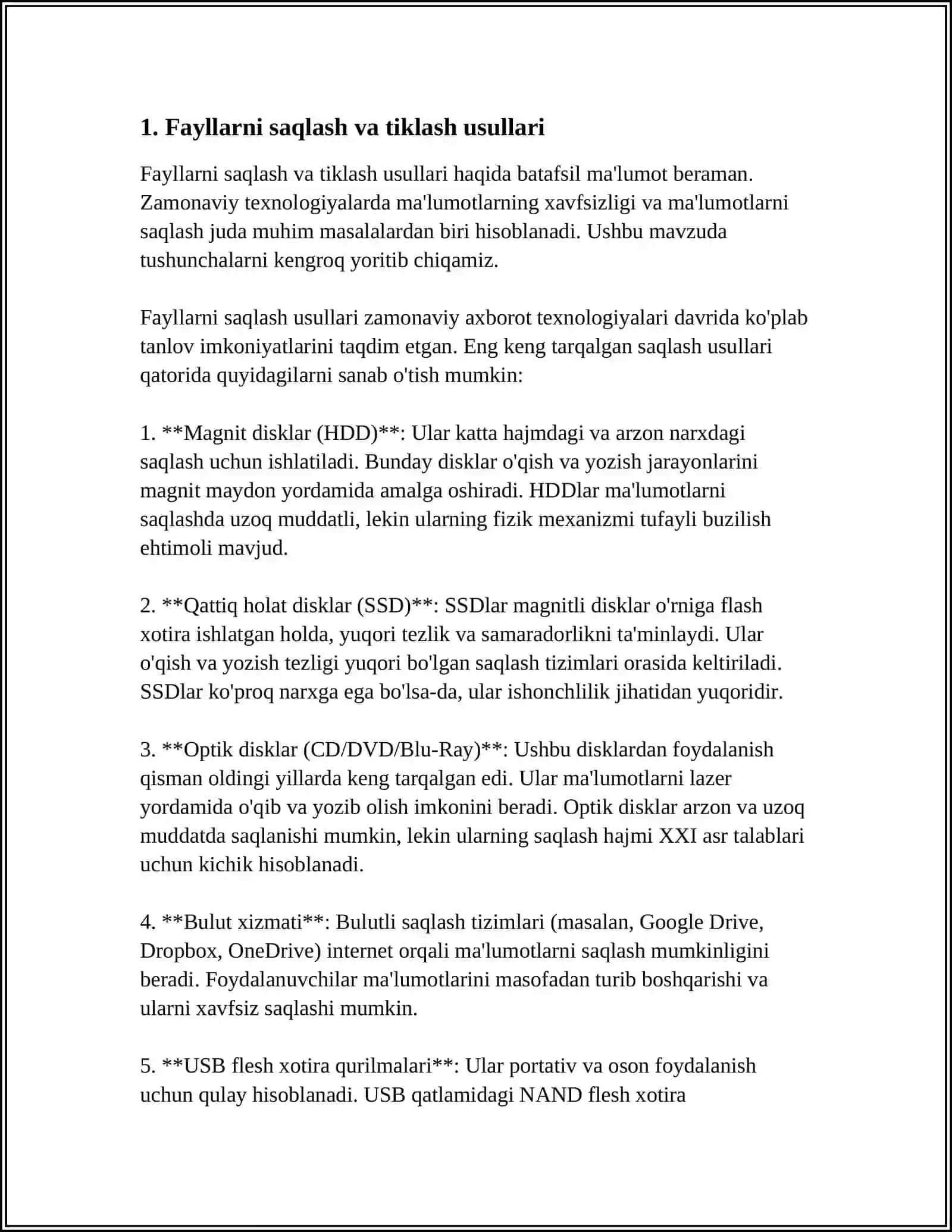 FAYLLAR BILAN ISHLASHNING YANGI USULLARI (1/0 TEXNOLOGIYASI). VORIS SINFLAR YARATISH VA ULAR YORDAMIDA MASALALARNI YECHISH. OB'EKTLAR MASSIVI BILAN ISH YURITISH 3