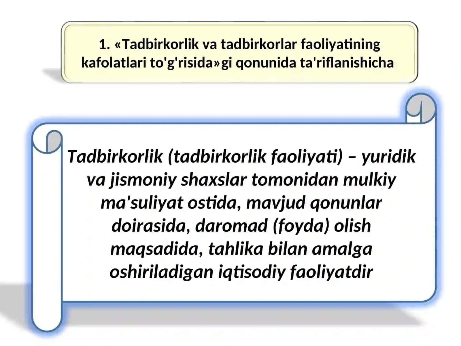 Tadbirkorlik faoliyati va uning shakllari 3