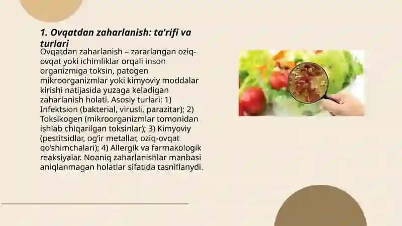Ovqatdan zaharlanish turlari. Noaniq zaharlanish haqida 3