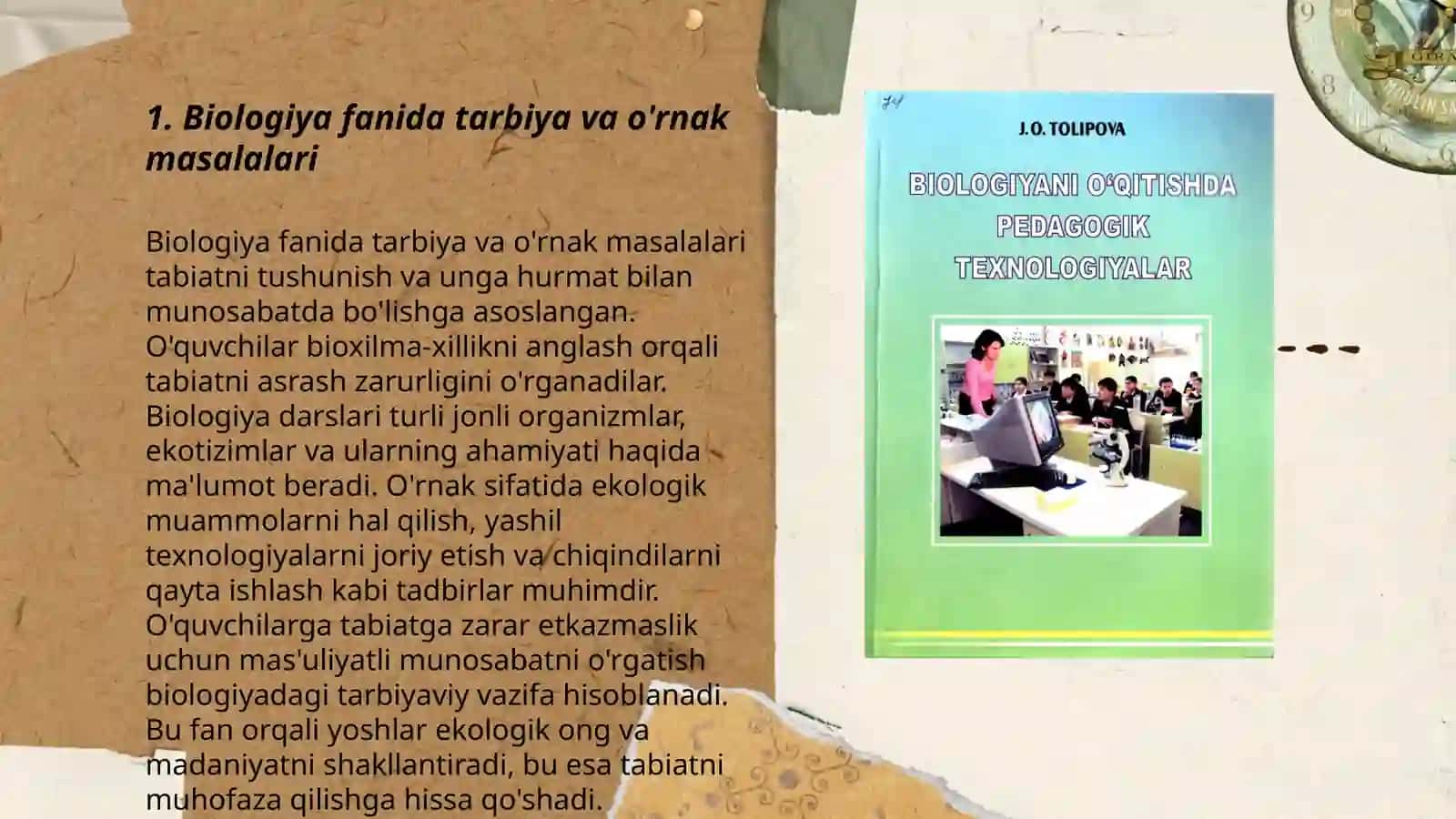 Biologiyani o’qitishda talim va tarbiyaning o’rni 3