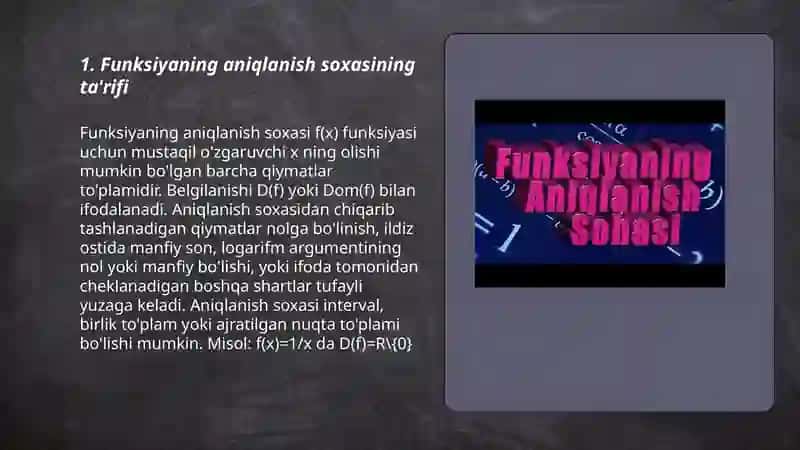 Funksiyaning aniqlanish soxasi 3