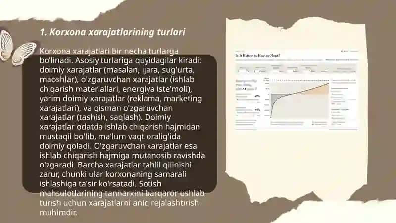 Korxona xarajatlari va foydasi. Ish haqi va mehnat munosabatlari 3