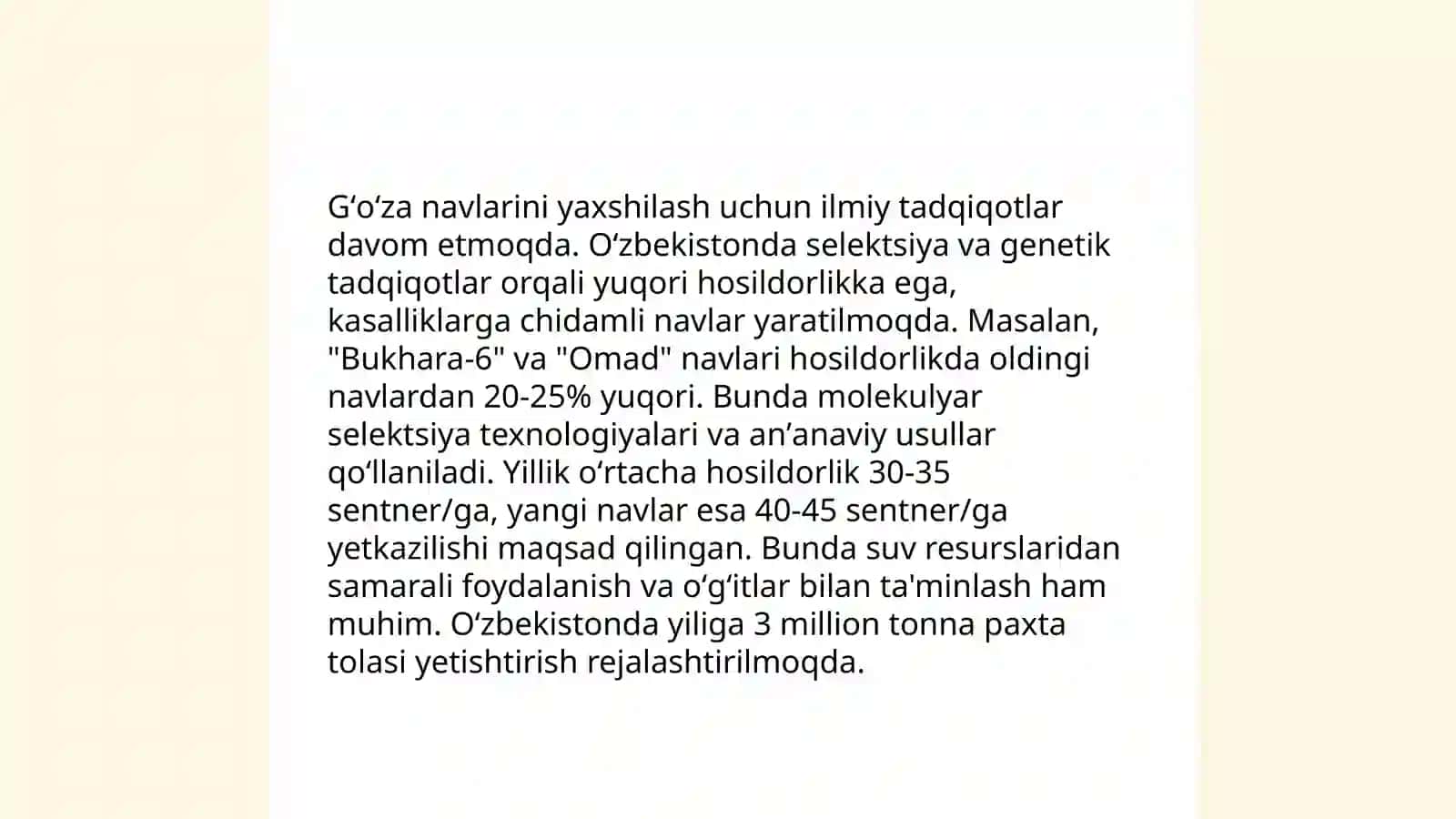 Gʻoʻzaning tezpishar va yuqori hosildor kasalliklarga zararkunandalarga va ekstremal ekologik sharoitlarga chidamli navlarni yaratish 3