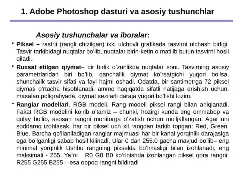 Adobe Photoshop dasturi va uning asosiy buyruqlari 3
