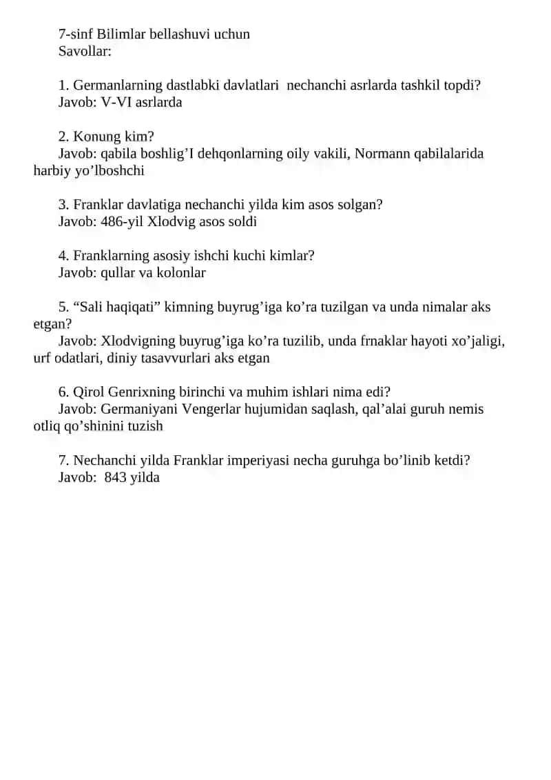 Bilimlar sinovi 7-sinf tarix test savollari 3