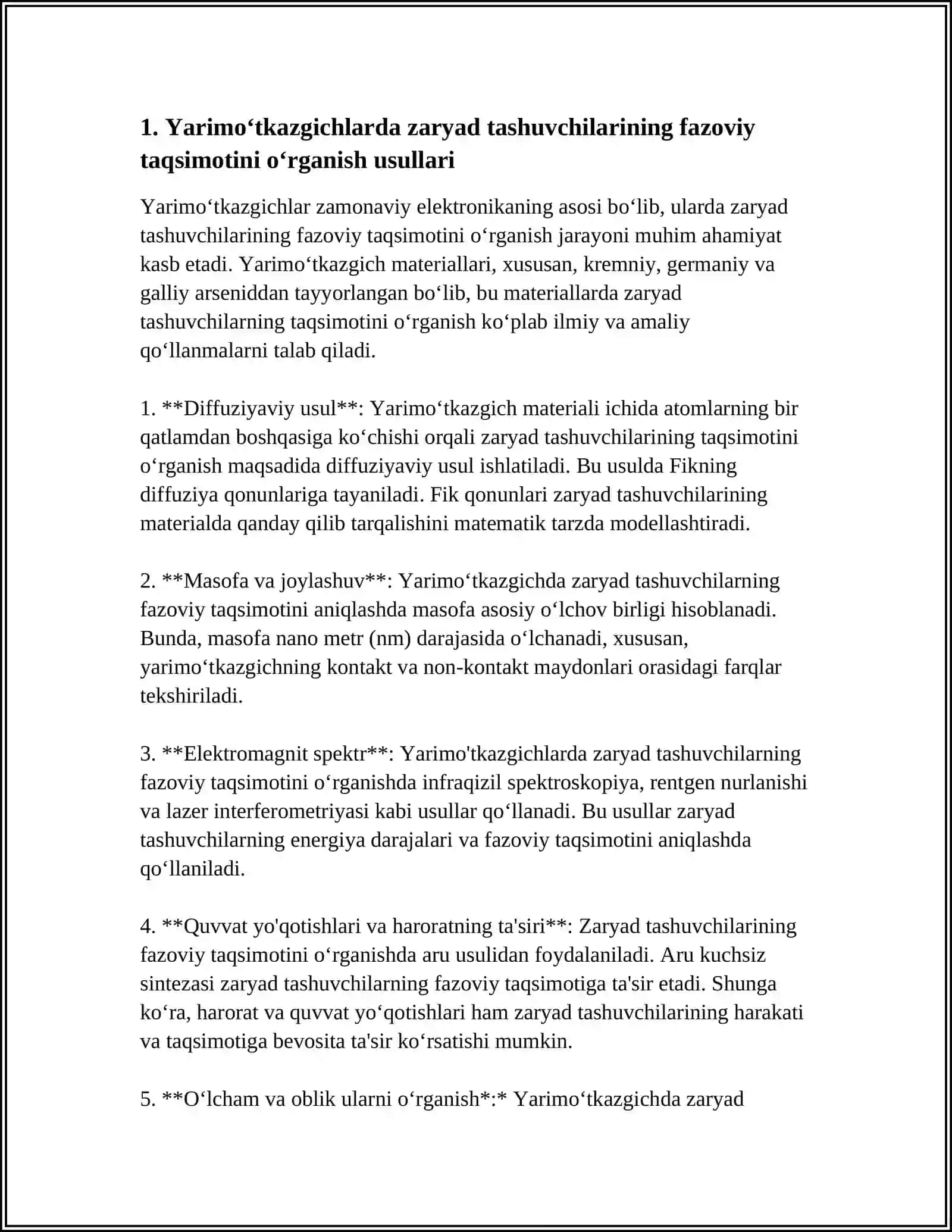 YARIMOʻTKAZGICHLARDA NOMUVOZANATDAGI ZARYAD TASHUVCHILARNING FAZOVIY TAQSIMOTI 3