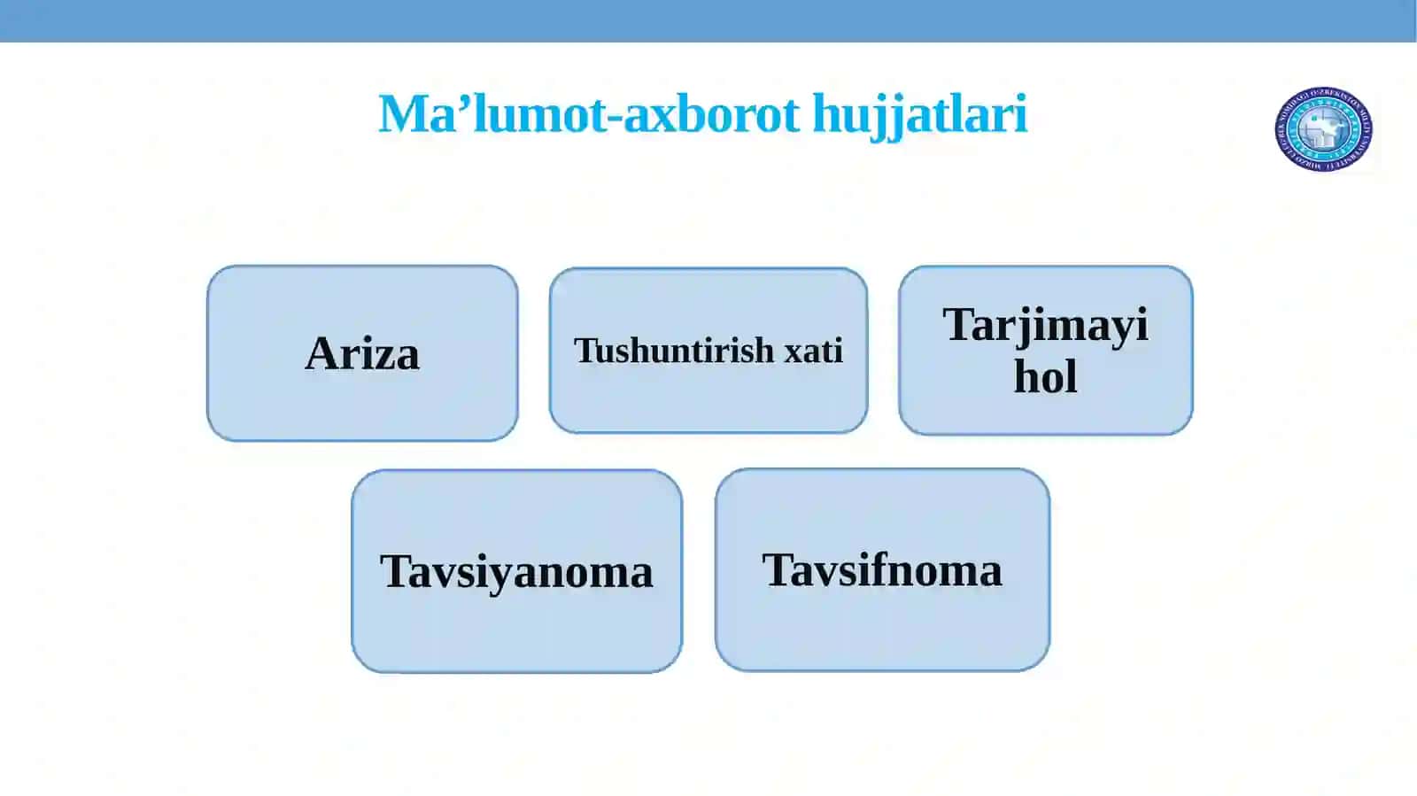 MA’LUMOT-AXBOROT HUJJATLARI. MA’LUMOT-AXBOROT HUJJATLARINING RASMIYLASHTIRILISHI. 3