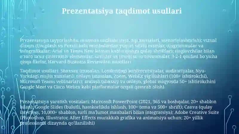 Taqdimotlarni ishlab chiqishning instrumental vositalari 3