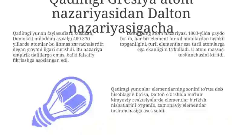 Atom tuzilishi haqidagi bilimlarning rivojlanish tarixi 3