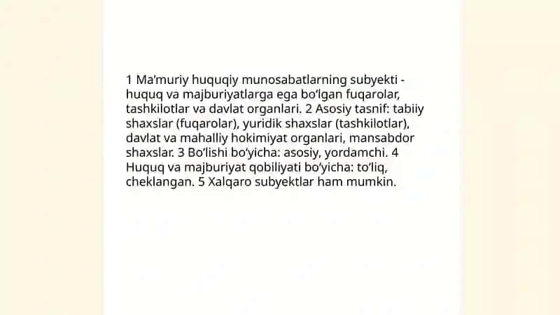 Ma’muriy huquqiy munosabatlarning subyektlari va obyektlari 3