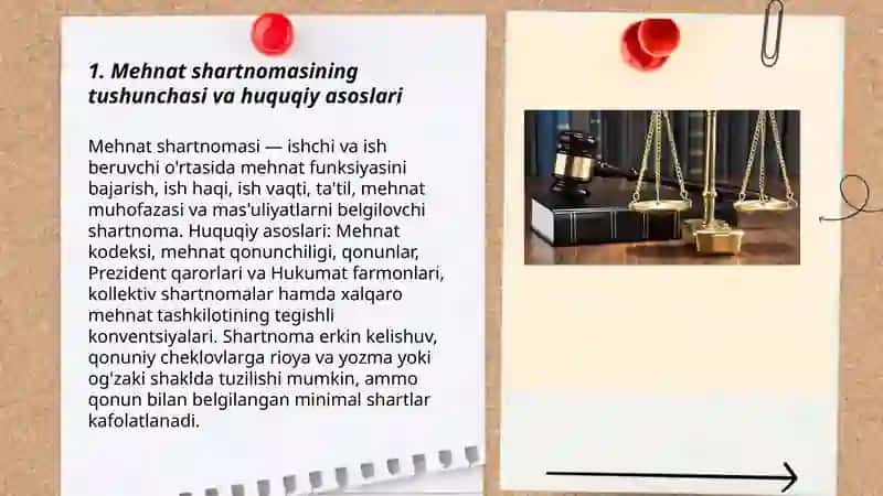 Mehnat shartnomasi tushunchasi, mazmuni, taraflari va tuzish tartibi 3