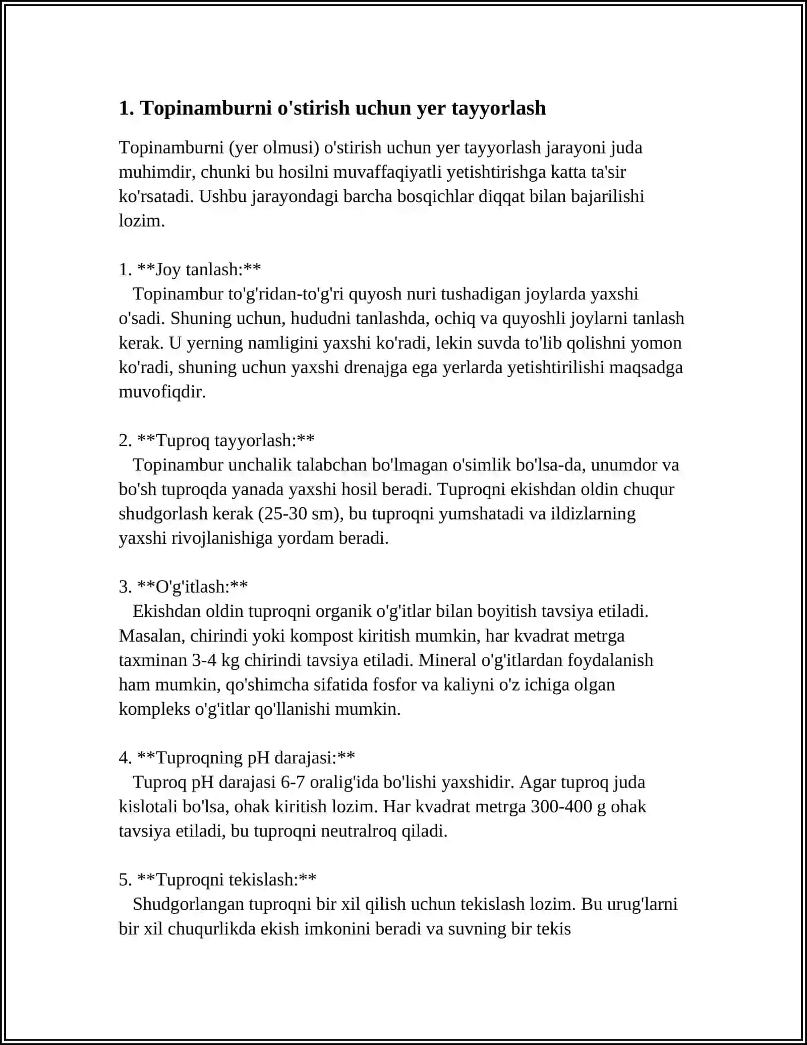 TOPINAMBUR OʻSIMLIGINI YETISHTIRISH TEXNOLOGIYASI 3