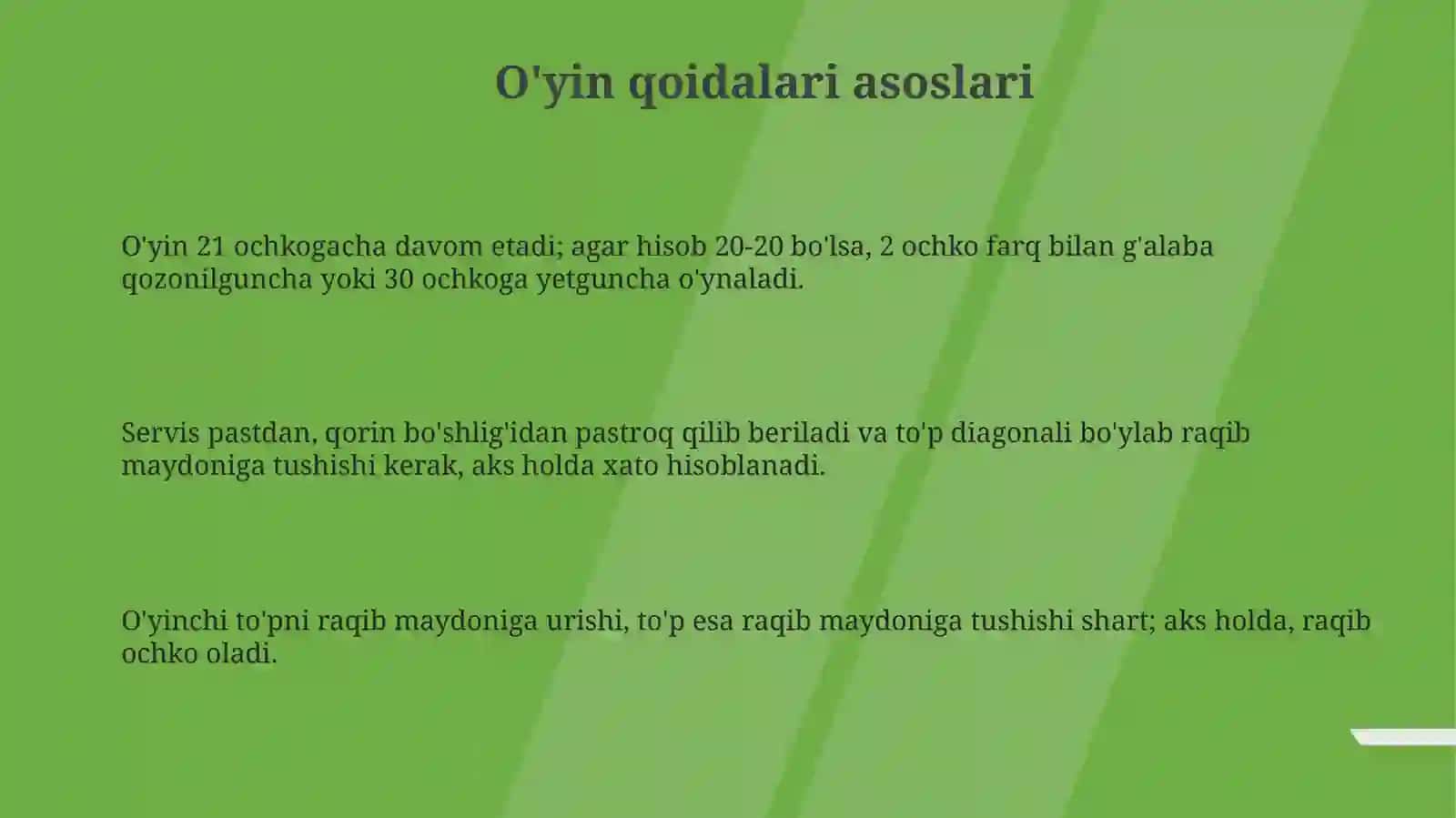 Badminton o'yin qoidalari 3