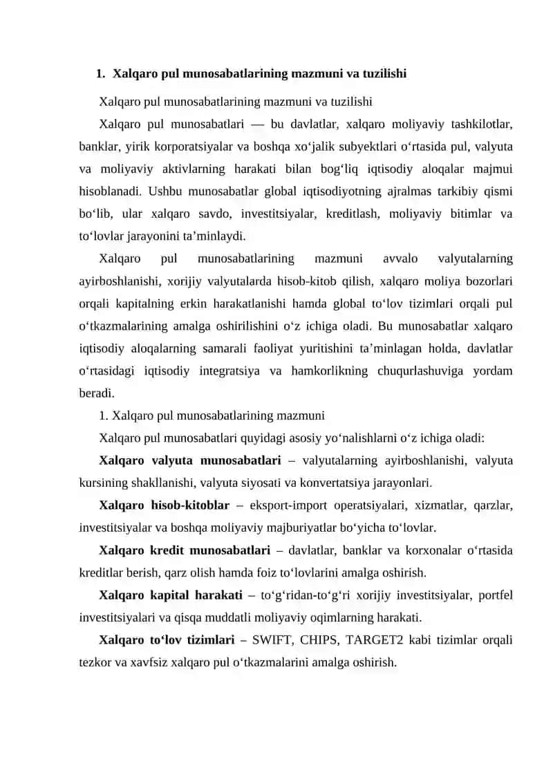 Pulning xalqaro munosabatlardagi harakati 3