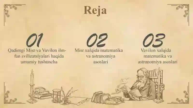 Misr va vavilon halqlarida matematika va astronomiya. 3