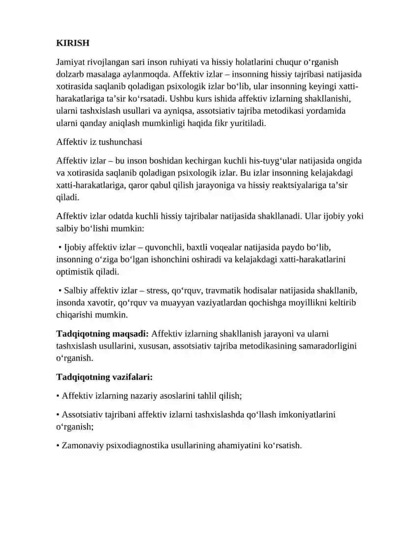 Affektiv izlarni tashxislash. Assotsiativ tajriba 3