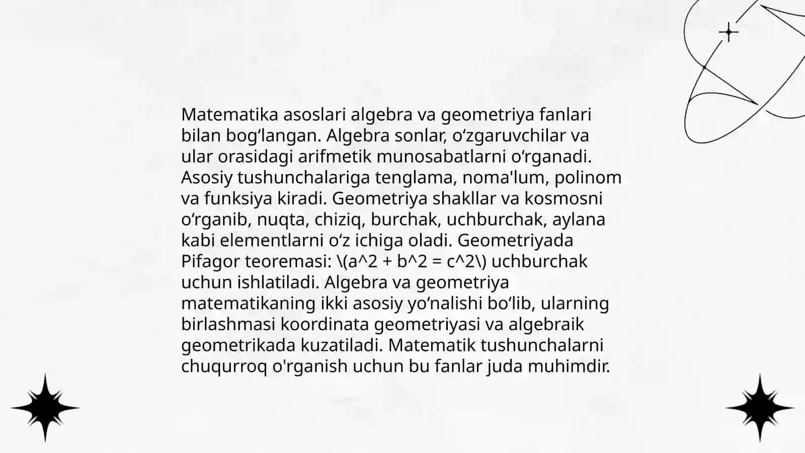 Matematika asoslari: Algebra va geometriya 3