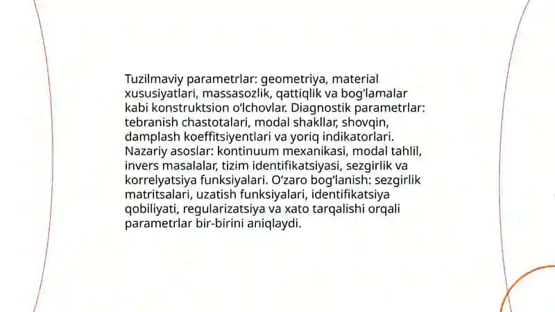 Tuzilmaviy va diagnostik parametrlsrning o‘zaro bog‘lanishlari 3