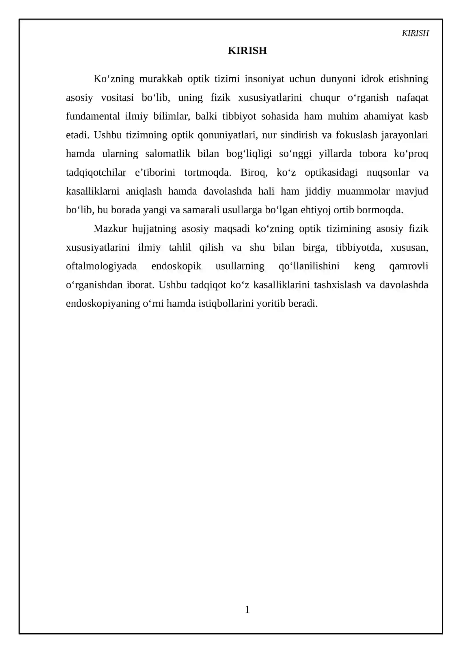 Ko‘zning optik sistemasi va uning fizik xususiyatlari. Tibbiyotda endoskopik usullarning qo‘llanishi 3