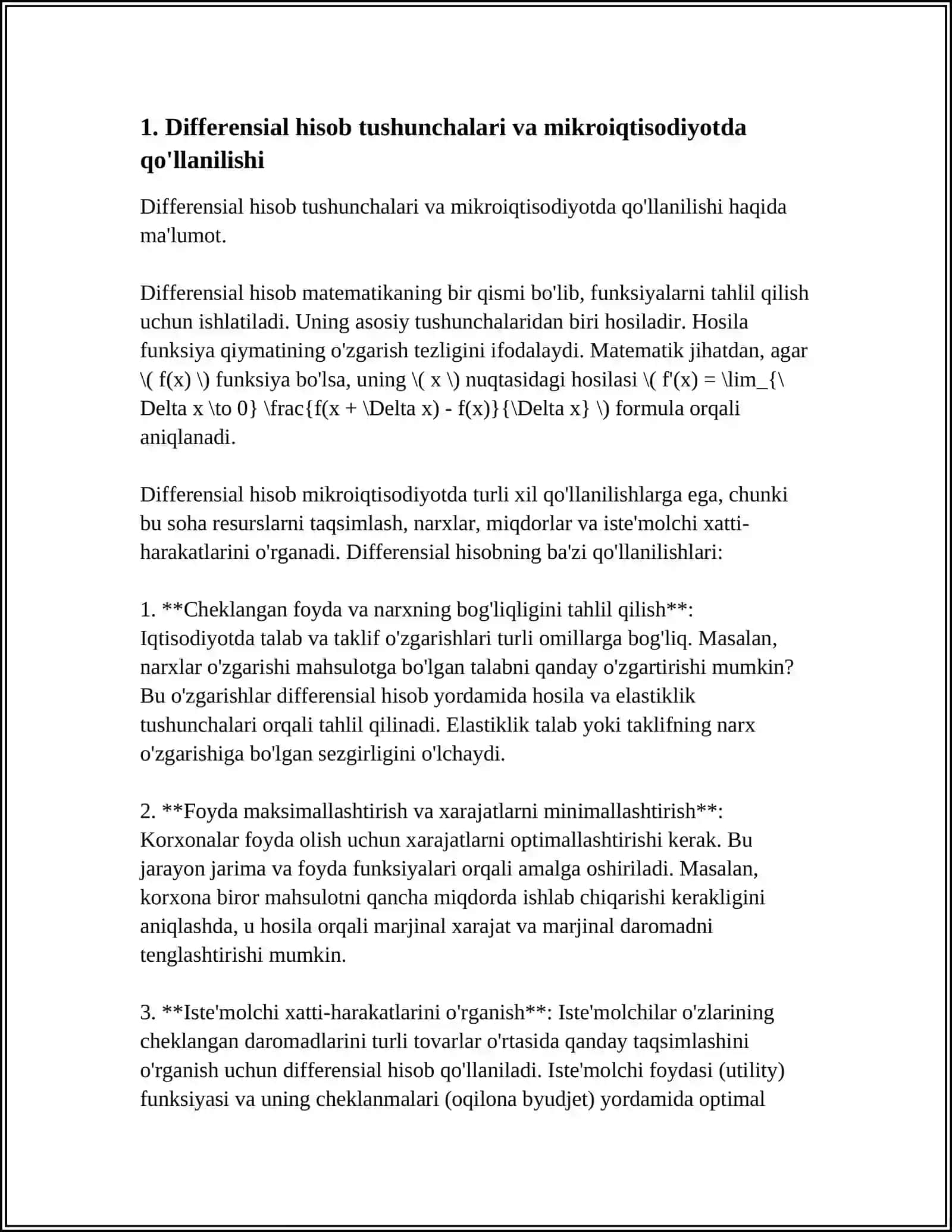 MIKROIQTISODIYOT VA MAKROIQTISODIYOTDA DIFFERENSIAL HISOB TADBIQLARI 3