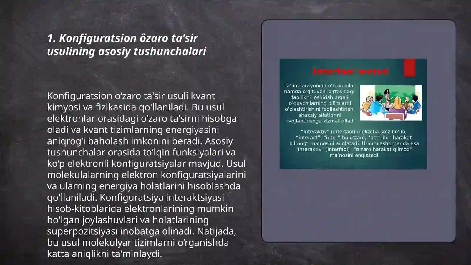 Konfiguratsion ôzaro ta'sir usuli haqida tushuncha 3