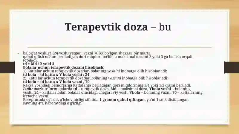 DOZALAR VA O’LCHOV BIRLIKLARI 3