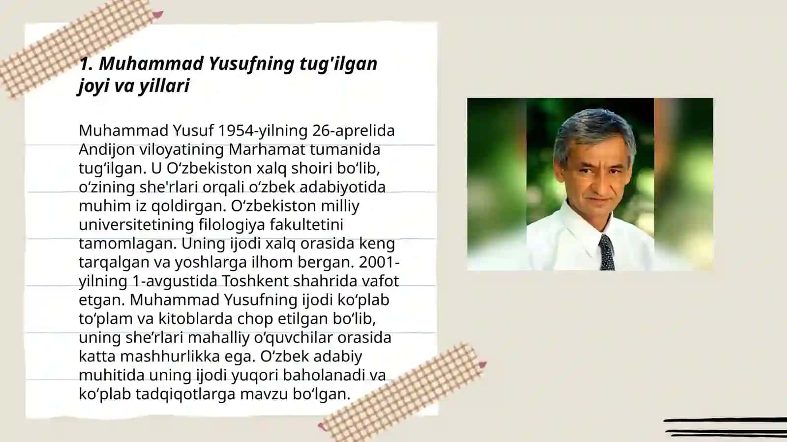 Muhammad Yusuf hayoti va ijodi 3