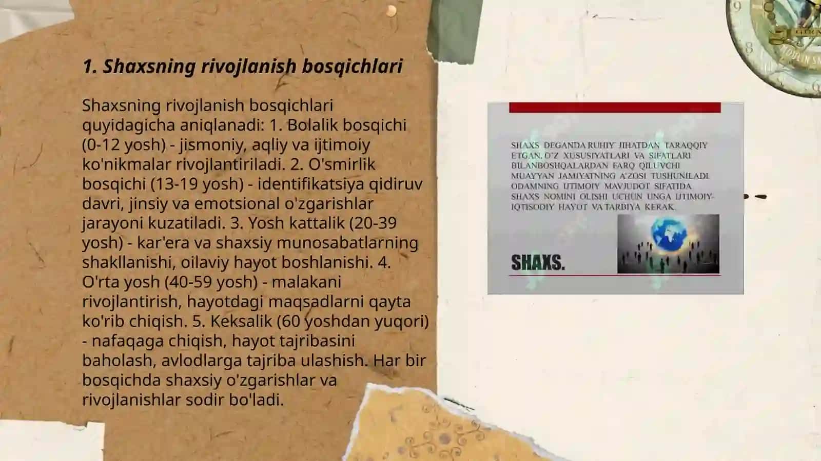 Shaxsning rivojlanishi, tajribasi va ijtimoilashuvi 3