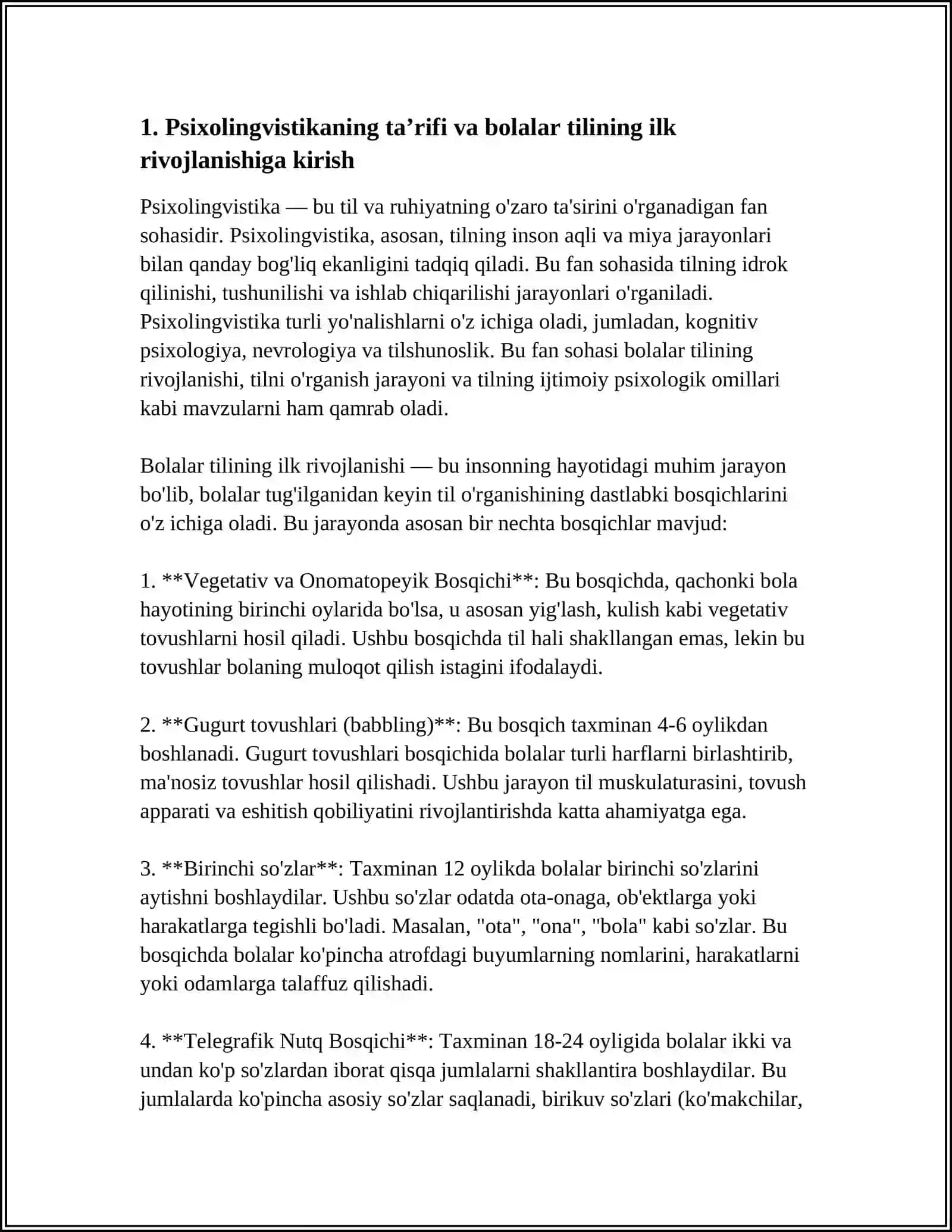 PSIXOLINGVISTKA. BOLALAR TILINING ILK RIVOJLANISH DAVRI 3