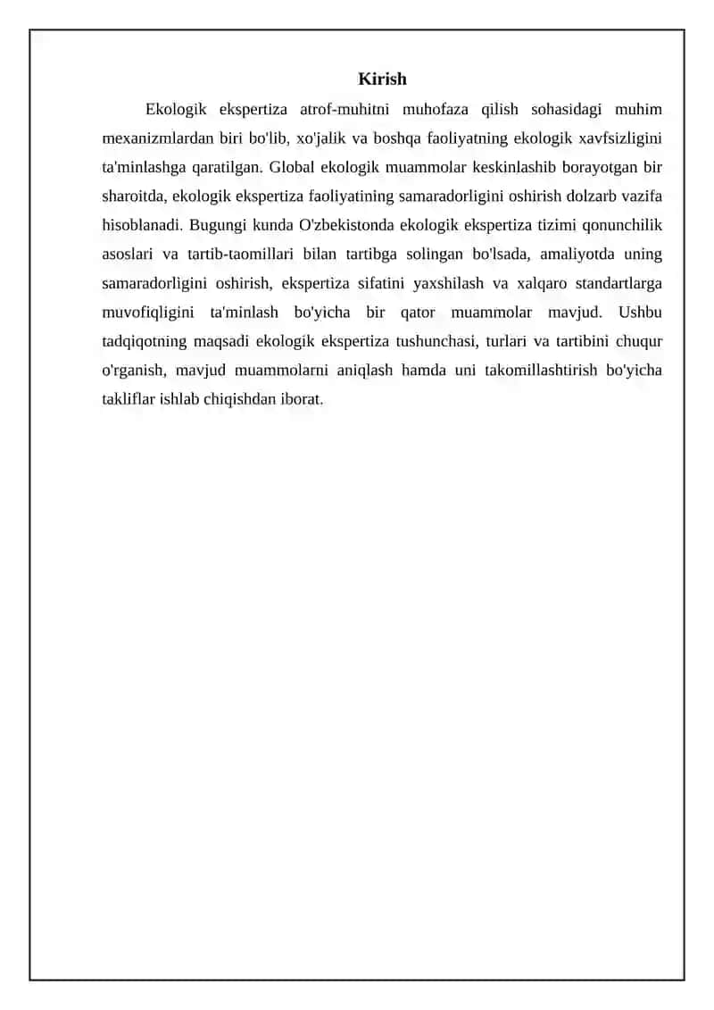 Ekologik ekspertiza tushunchasi, turlari va o'tkazish tartibi 3