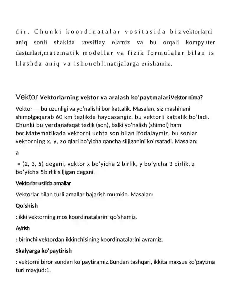 Skalyar ko‘paytma. Vektorning uzunligi. Vektorlar orasidagi burchakni topish 3
