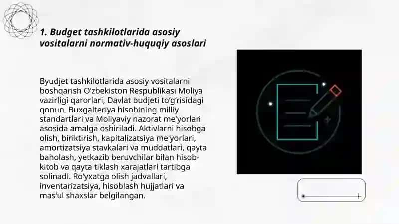 Budget tashkilotlarida asosiy vositalar hisobini tashkil etish 3