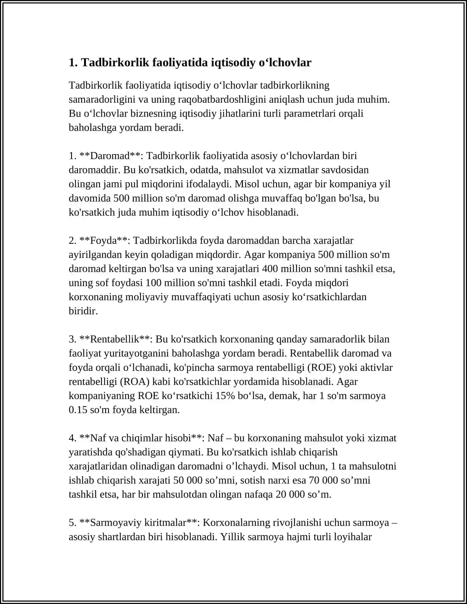 BIZNES BOSHQARUVIDA TADBIRKORLIK FAOLIYATING ÕLCHOV BIRLIKLARI 3