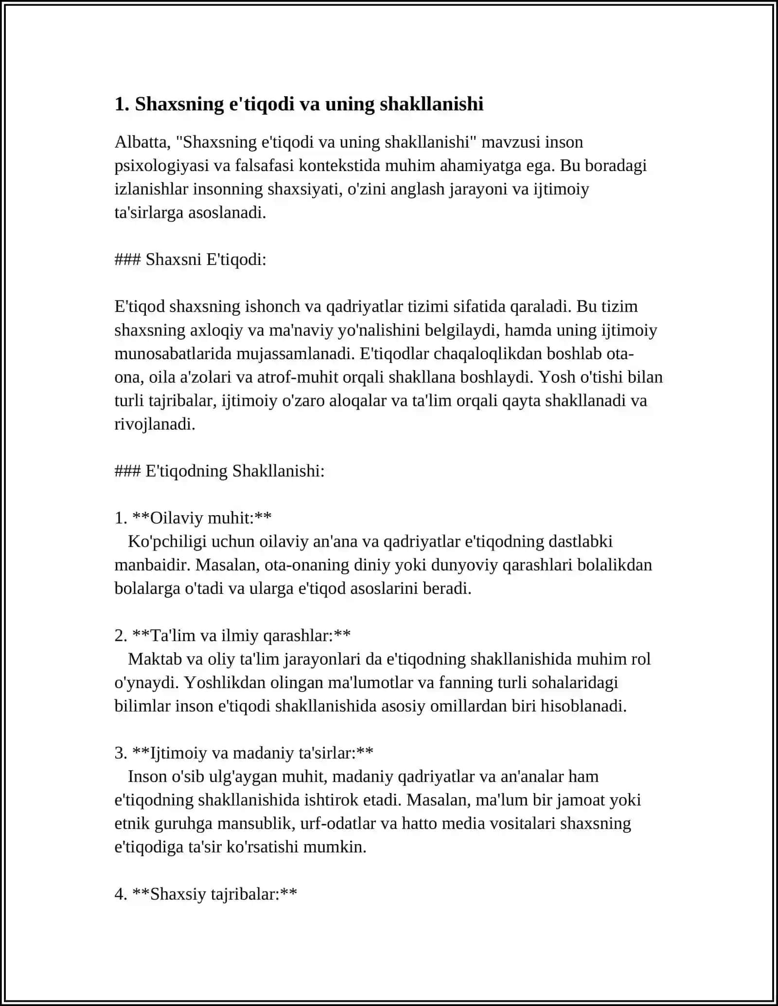 SHAXSNING EʼTIQODI VA DUNYOQARASHI 3
